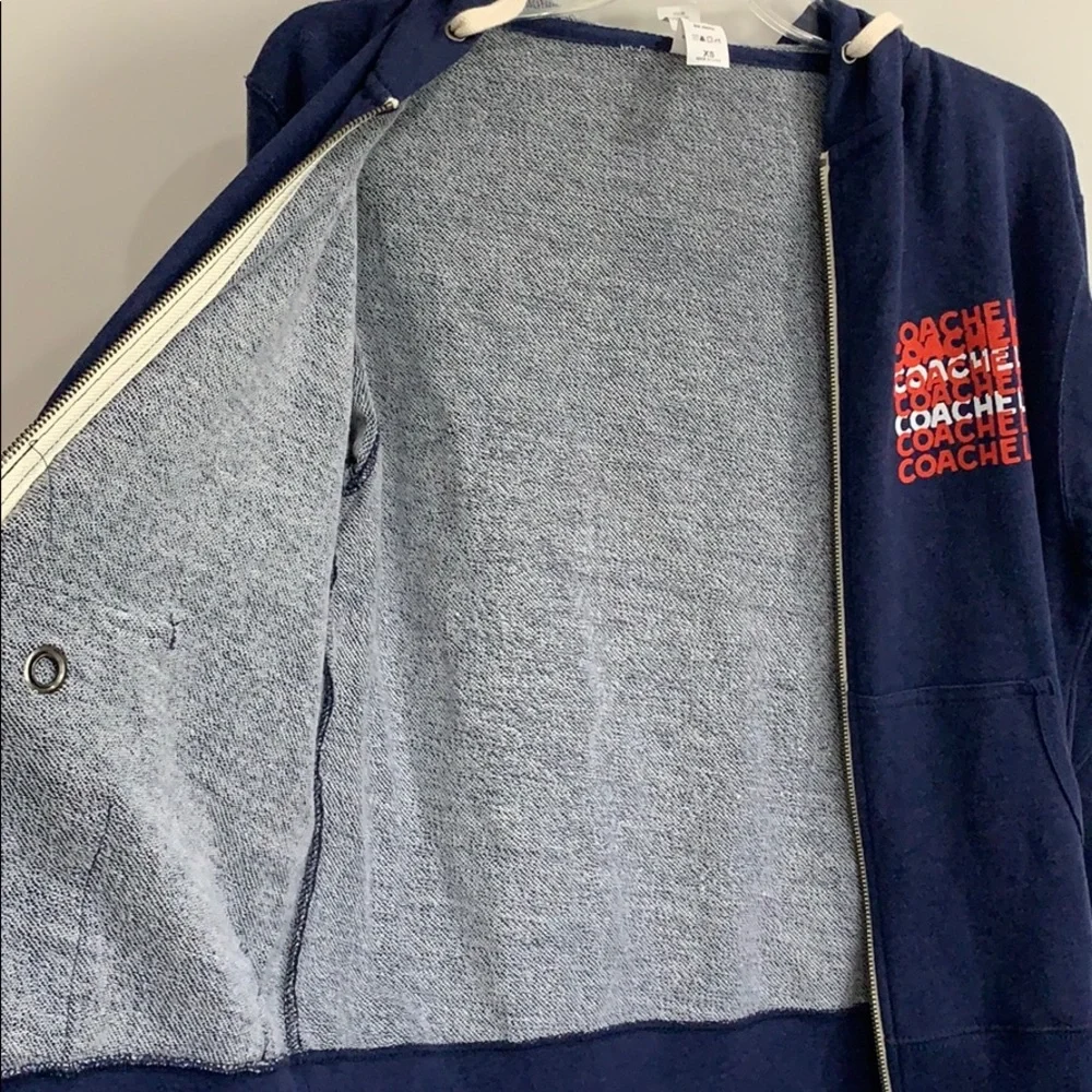 Coachella Navy and Red Print Zip Up Sweatshirt - Picture 5 of 6